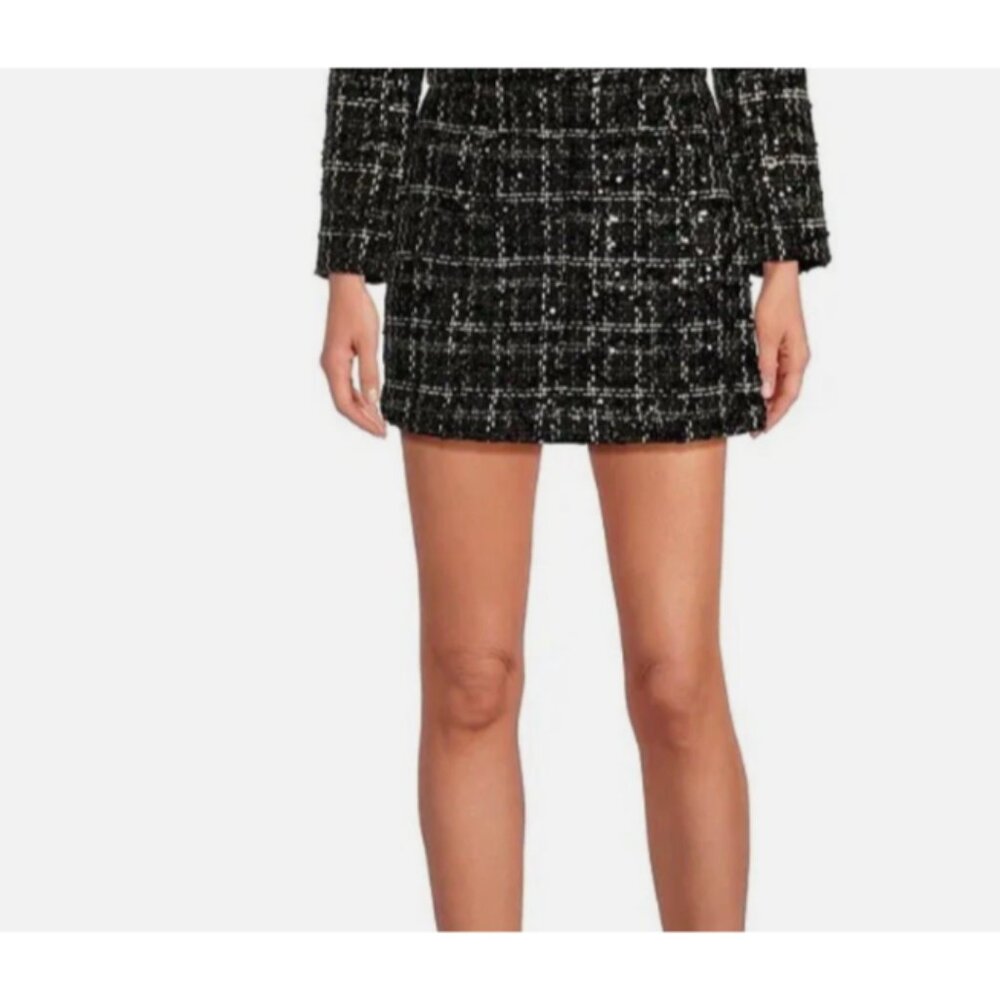 Gianni Bini Sequin Tweed A - Line Mini Skirt Women's Size 10 Black White NWT - Picture 14 of 14
